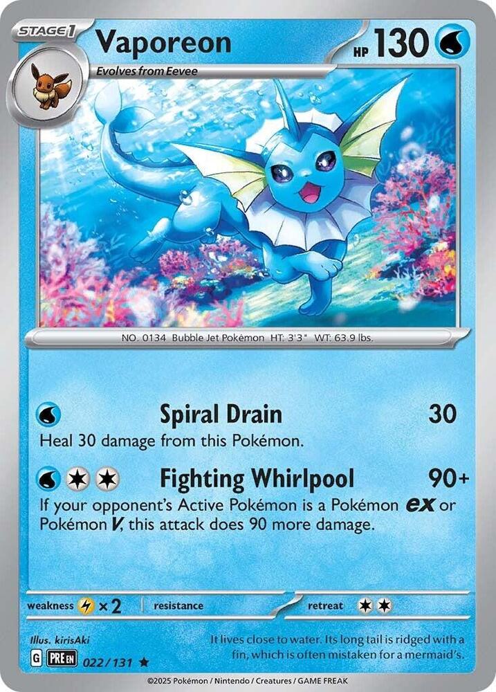 Vaporeon 022/131 Rare SV: Prismatic Evolutions NM