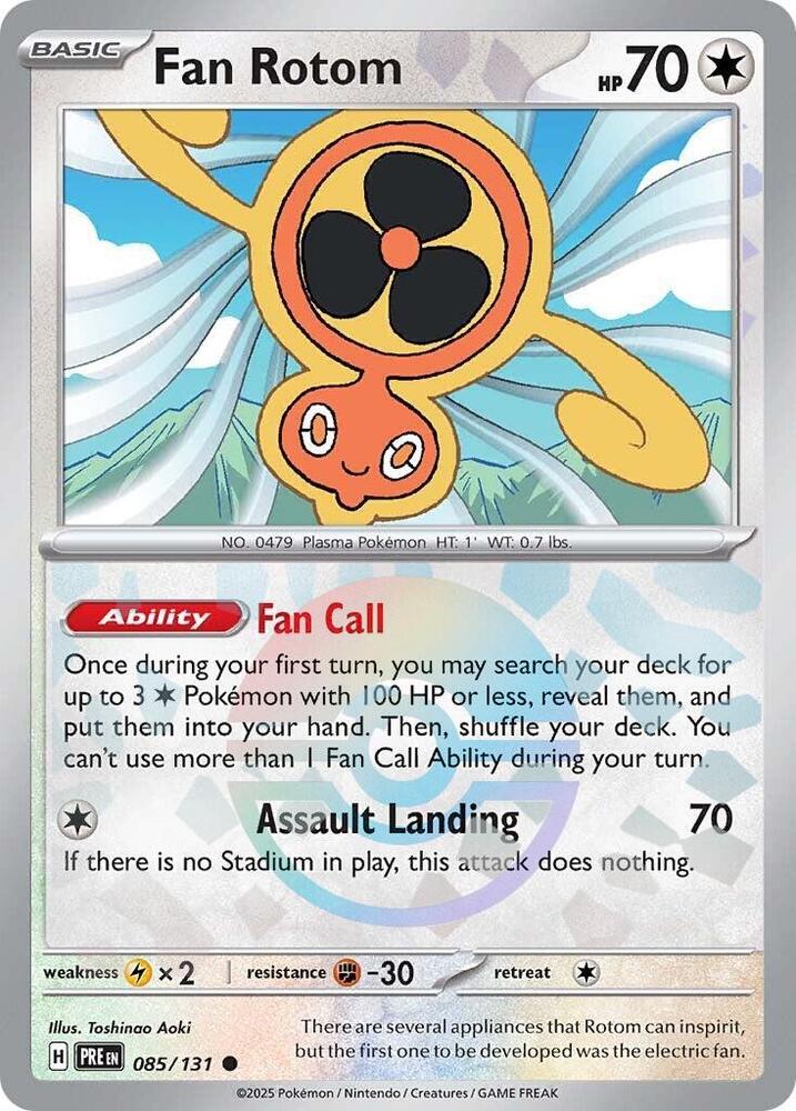 Fan Rotom (Poke Ball Pattern) 085/131 Common SV: Prismatic Evolutions NM