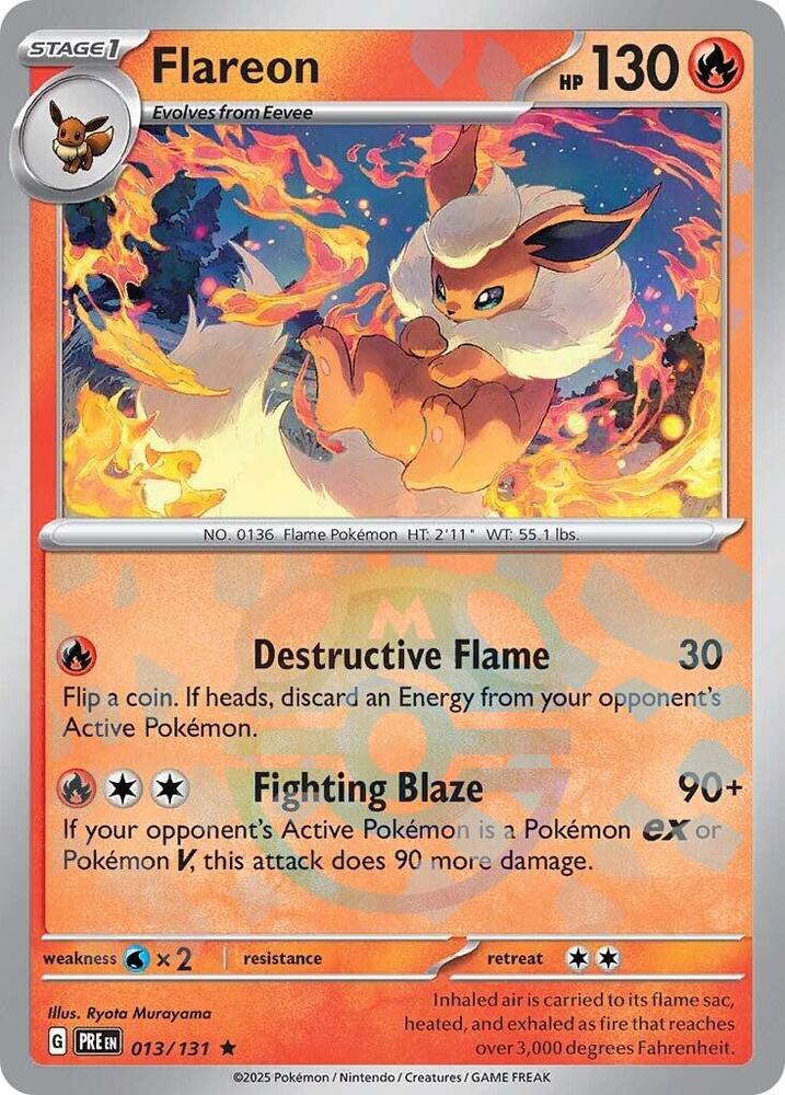 Flareon (Master Ball Pattern) 013/131 Rare SV: Prismatic Evolutions NM