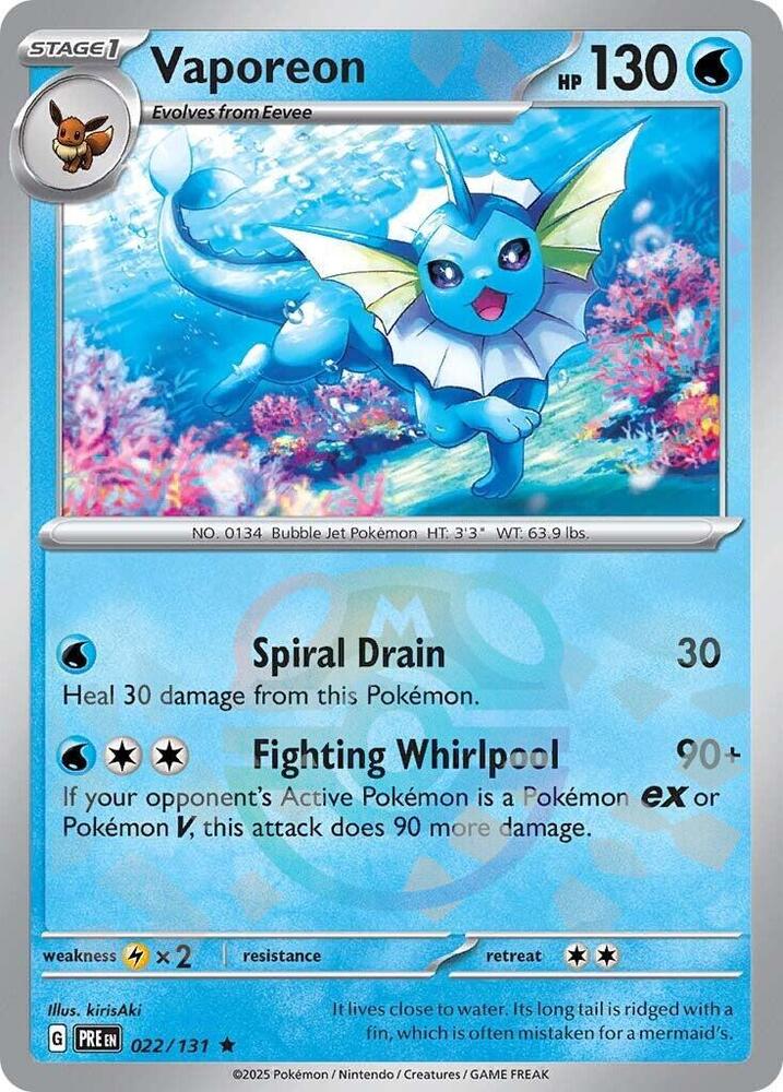 Vaporeon (Master Ball Pattern) 022/131 Rare SV: Prismatic Evolutions NM
