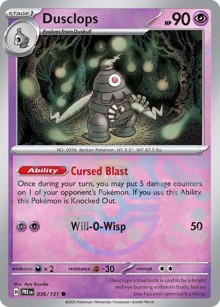 Dusclops (Master Ball Pattern) 036/131 Common SV: Prismatic Evolutions NM