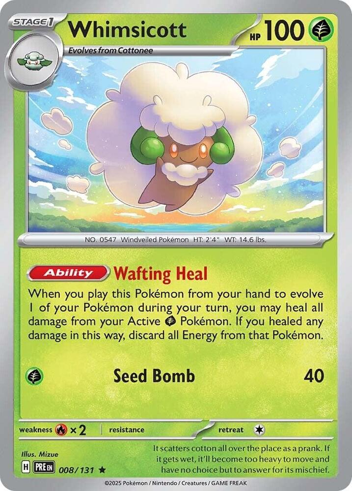 Whimsicott 008/131 Rare SV: Prismatic Evolutions NM