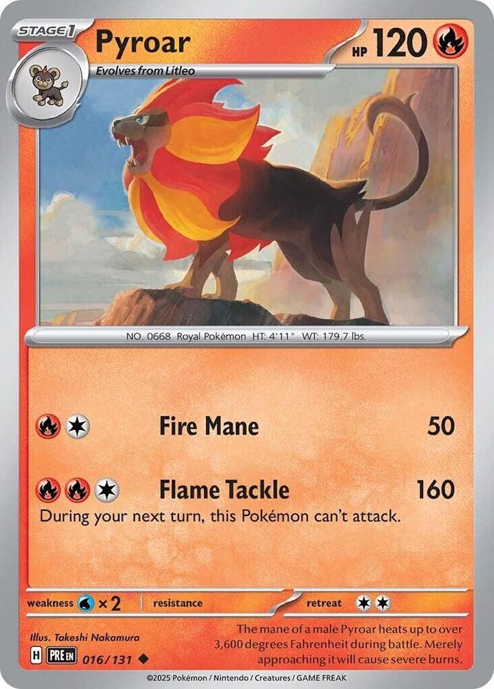 Pyroar 016/131 Uncommon SV: Prismatic Evolutions NM