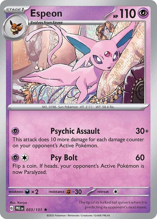 Espeon 033/131 Rare SV: Prismatic Evolutions NM