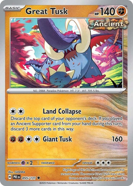 Great Tusk 055/131 Uncommon SV: Prismatic Evolutions NM