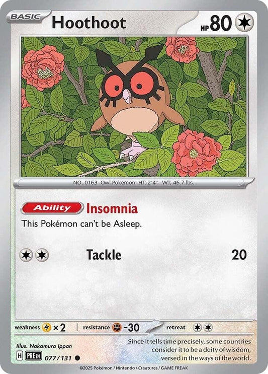 Hoothoot 077/131 Common SV: Prismatic Evolutions NM