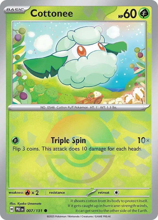Cottonee (Poke Ball Pattern) 007/131 Common SV: Prismatic Evolutions NM