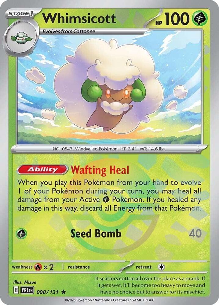 Whimsicott (Poke Ball Pattern) 008/131 Rare SV: Prismatic Evolutions NM