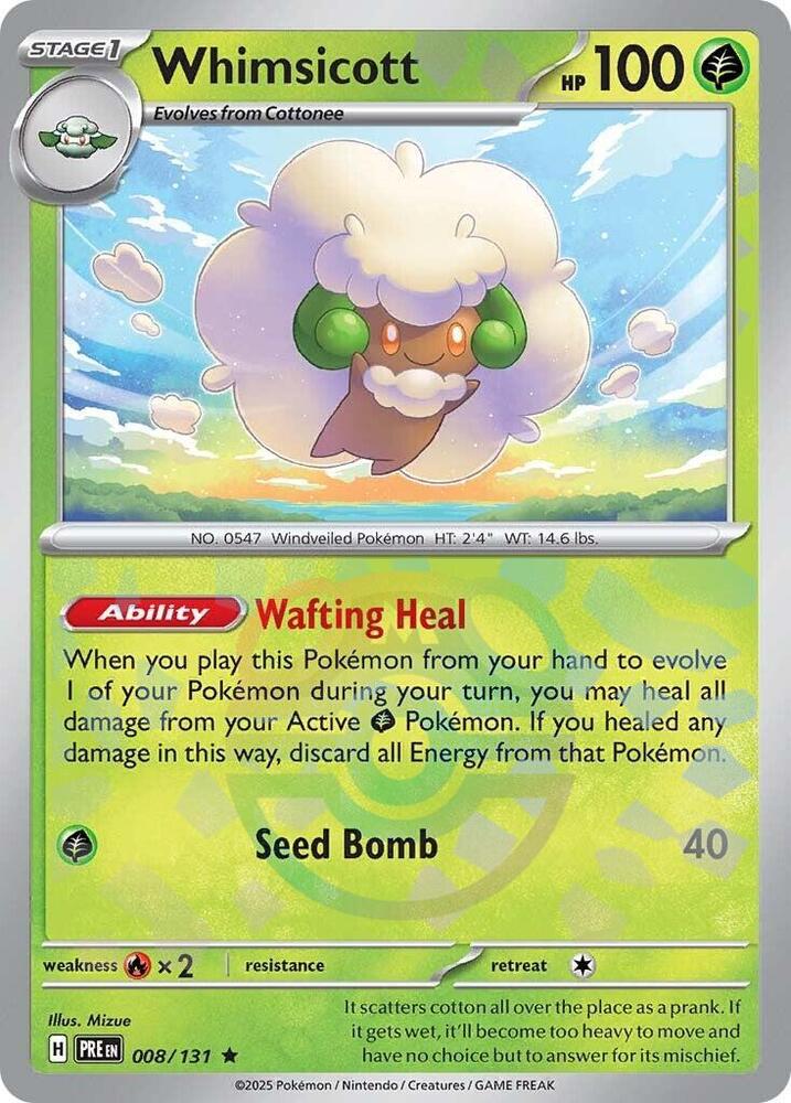 Whimsicott (Master Ball Pattern) 008/131 Rare SV: Prismatic Evolutions NM