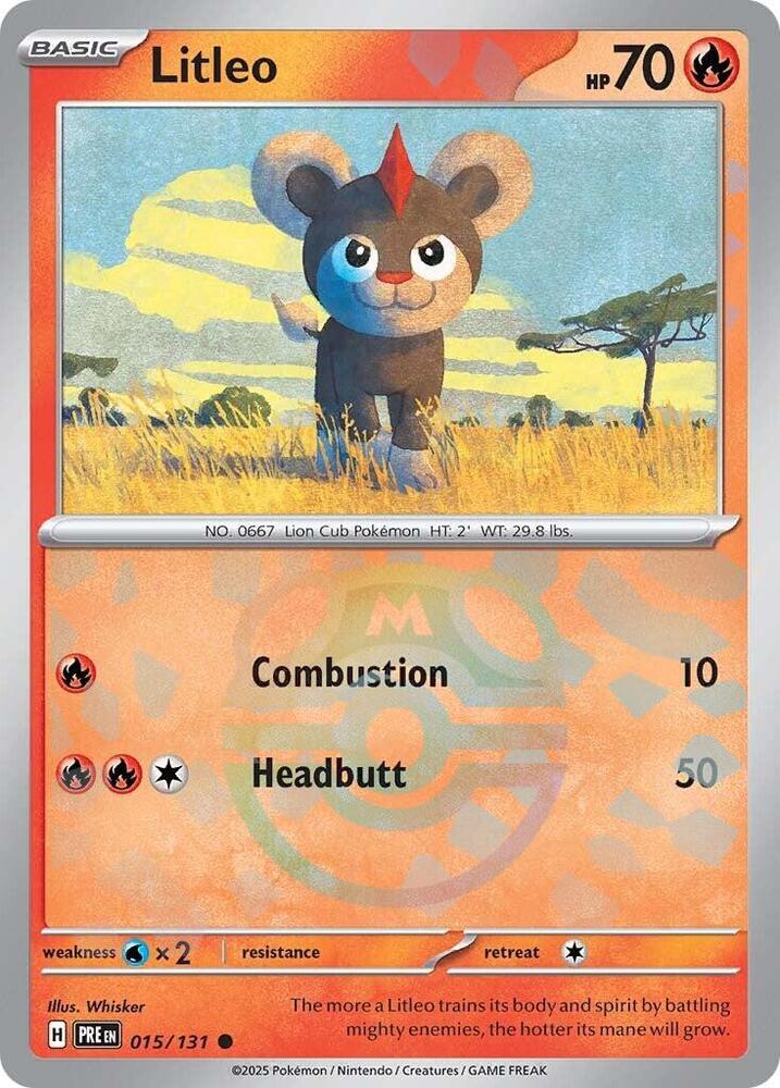 Litleo (Master Ball Pattern) 015/131 Common SV: Prismatic Evolutions NM