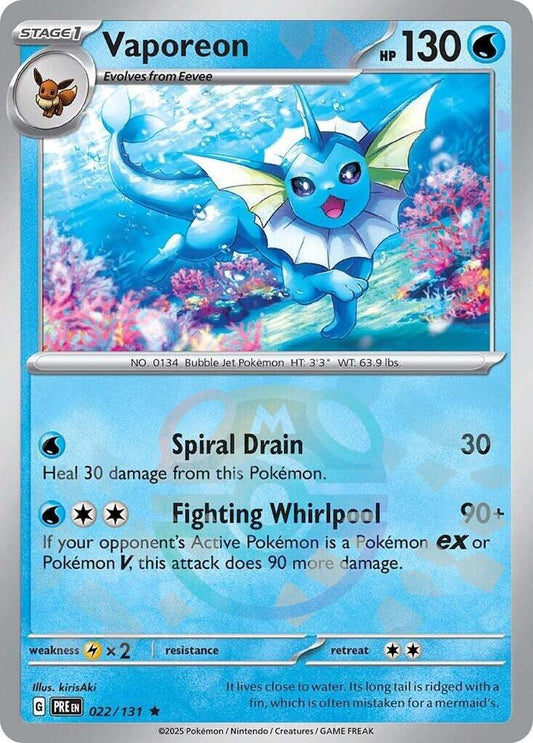 Vaporeon (Master Ball Pattern) 022/131 Rare SV: Prismatic Evolutions NM