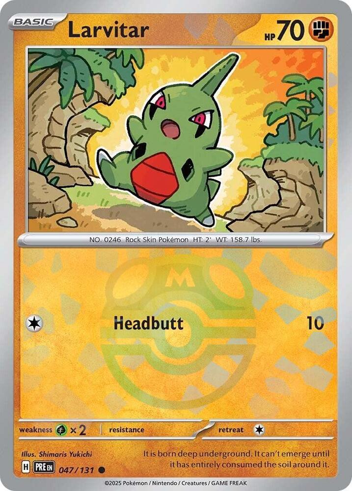 Larvitar (Master Ball Pattern) 047/131 Common SV: Prismatic Evolutions NM