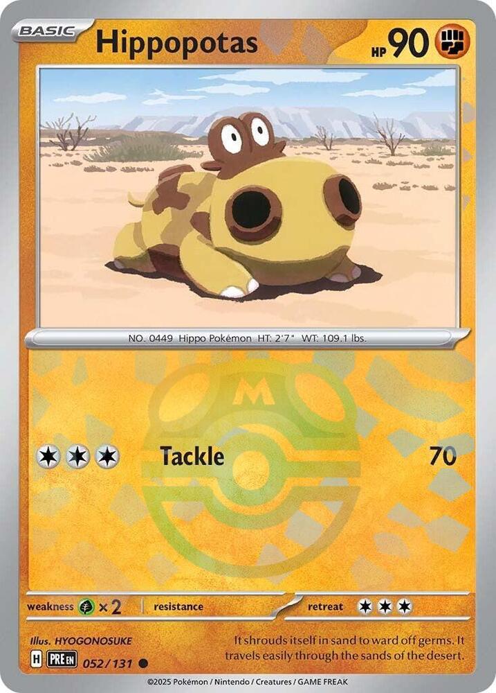 Hippopotas (Master Ball Pattern) 052/131 Common SV: Prismatic Evolutions NM