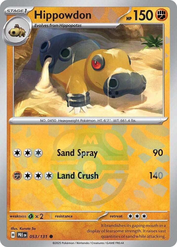 Hippowdon (Master Ball Pattern) 053/131 Common SV: Prismatic Evolutions NM