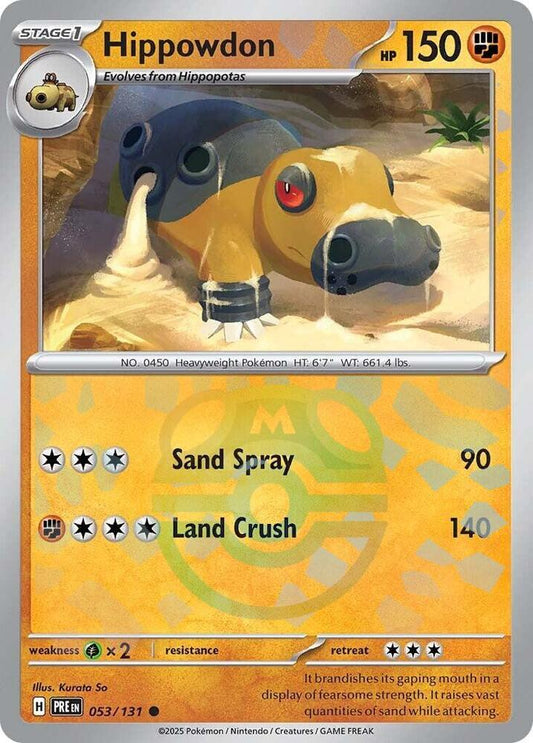 Hippowdon (Master Ball Pattern) 053/131 Common SV: Prismatic Evolutions NM