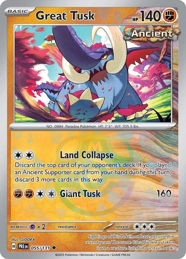 Great Tusk (Master Ball Pattern) 055/131 Uncommon SV: Prismatic Evolutions NM