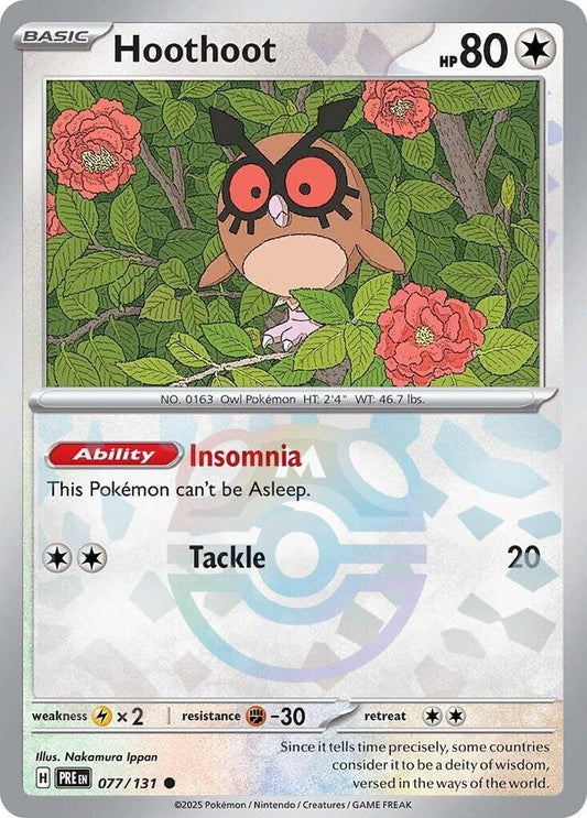 Hoothoot (Master Ball Pattern) 077/131 Common SV: Prismatic Evolutions NM