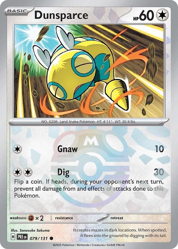 Dunsparce (Master Ball Pattern) 079/131 Common SV: Prismatic Evolutions NM